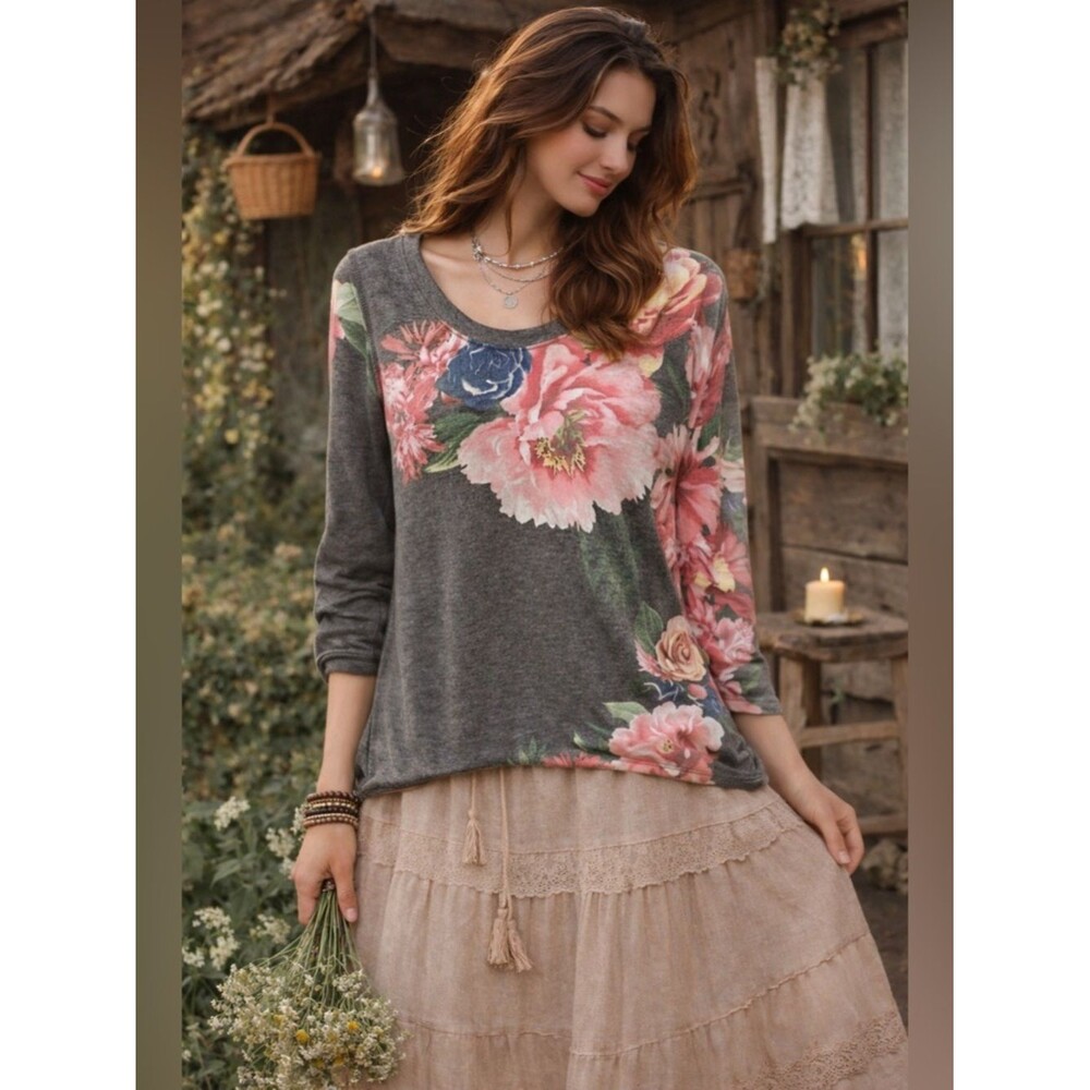 Philosophy Floral Print Long Sleeve Size Medium Top